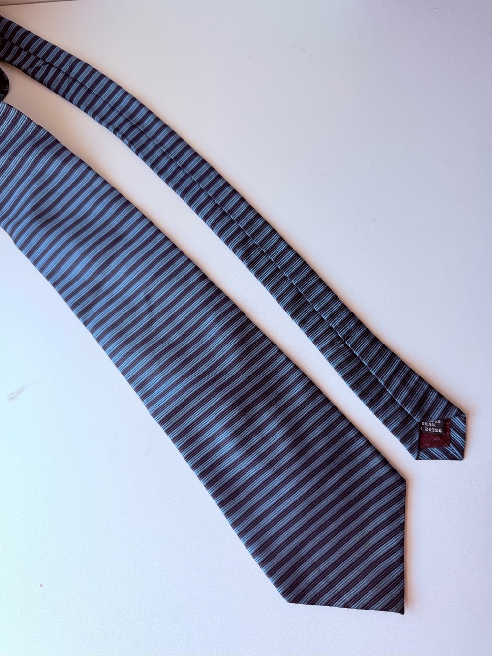 Vintage Monsieur Givenchy 100% Silk Blue Striped Tie Designer USA Tie Luxury - Picture 6 of 6